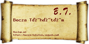 Becza Töhötöm névjegykártya